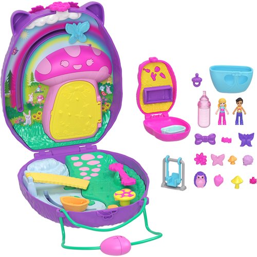 Polly Pocket Hedgehog Mom and Baby Wearable Compact Playset