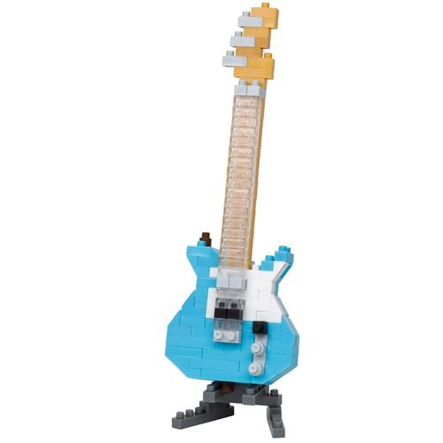 Electric Guitar Pastel Blue Instrument Nanoblock Constructible Figure