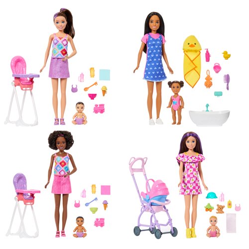 Barbie Family & Friends Playset and Doll Case of 3