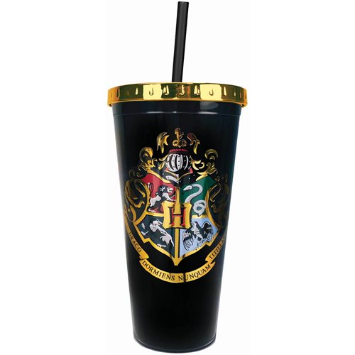 Harry Potter Hogwarts Crest 20 oz. Foil Cup with Straw