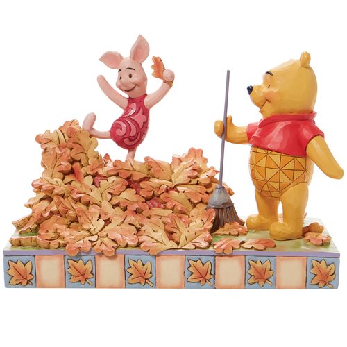 Disney Traditions Winnie the Pooh and Piglet Jumping into Fall by Jim Shore Statue