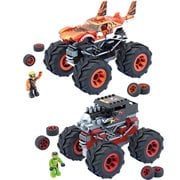 MEGA Hot Wheels Monster Trucks Building Toy Car, Smash & Crash Race Ace  with 85 Pieces, 1 Micro Action Figure Driver, Blue, Kids Age 5+ Years