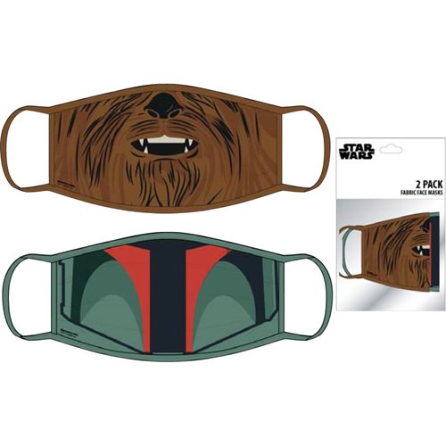 Star Wars Chewbacca and Boba Fett Men's 2-Pack Face Masks