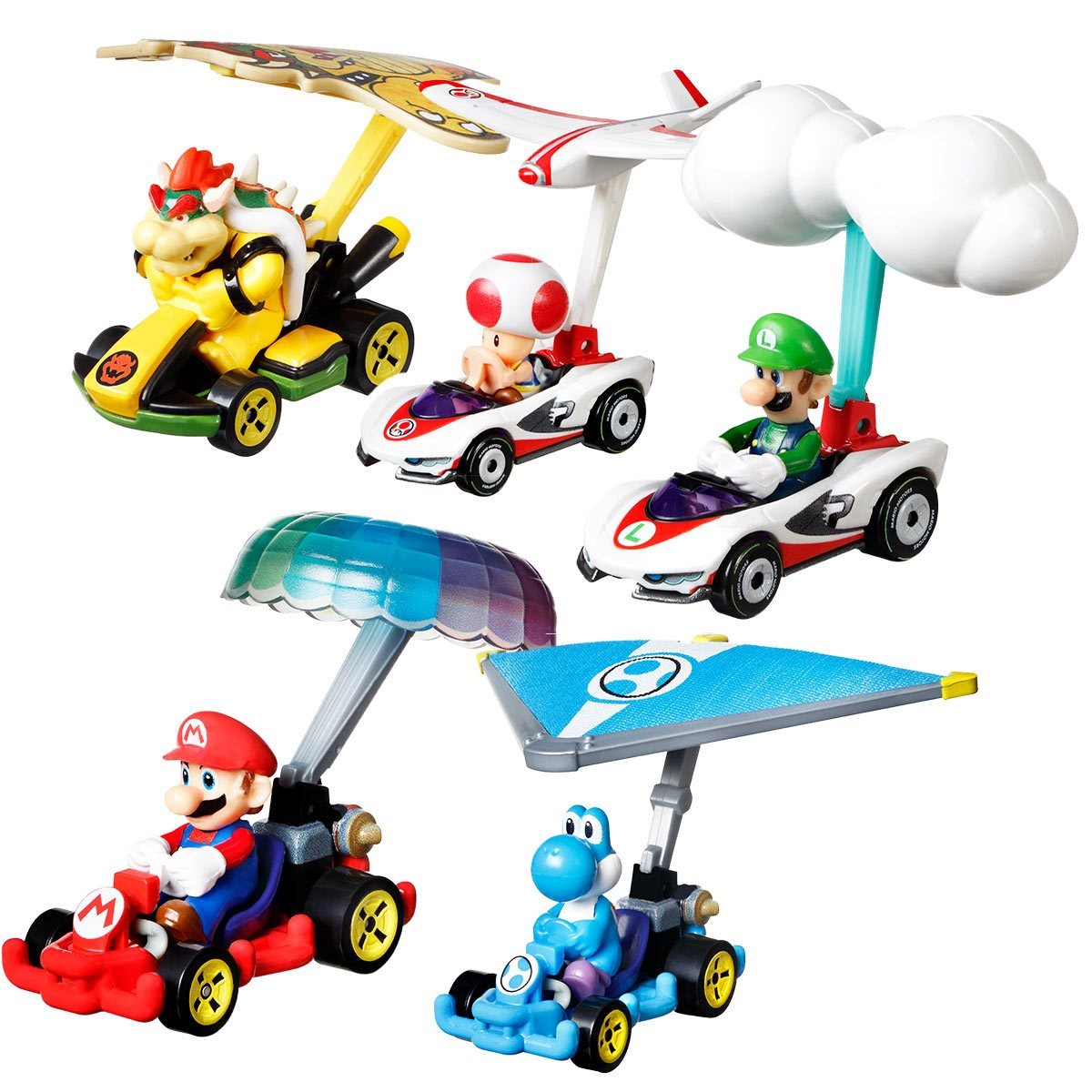 Mario Kart Hot Wheels Bowser with Standard Kart and Bowser Kite