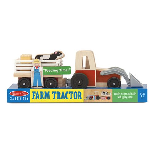 Melissa & Doug Classic Wooden Farm Tractor Play Set