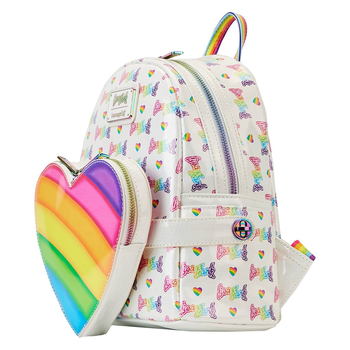 Loungefly Lisa Frank Logo Mini-Backpack with Detachable Heart Hip Bag