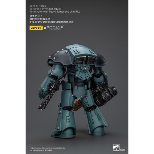 Joy Toy Warhammer 40,000 Sons of Horus Tartaros Squad Terminator with Heavy Flamer and Chainfist 1:1