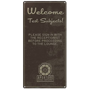 Portal 2 Welcome Tin Wall Sign