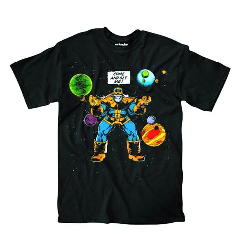 MARVEL COMICS INFINITY WAR THANOS 'COME AND GET ME' BLACK T-SHIRT AVENGERS 