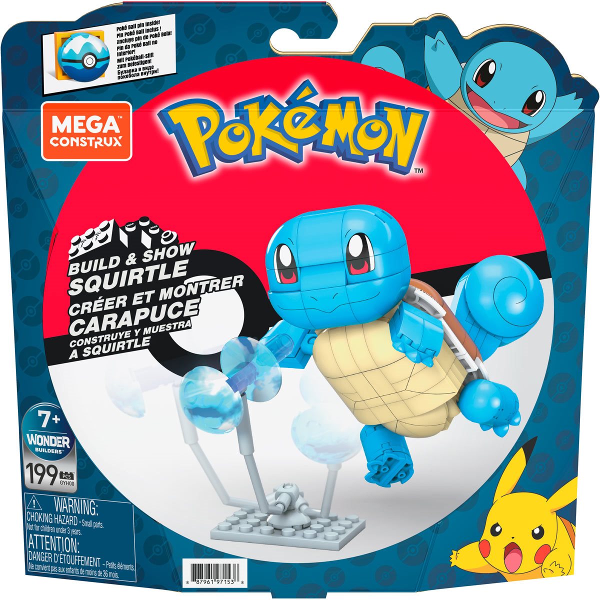 Blocos-de-Montar---Mega-Construx---Pokemon---Pokebola-com-Squirtle---Mattel
