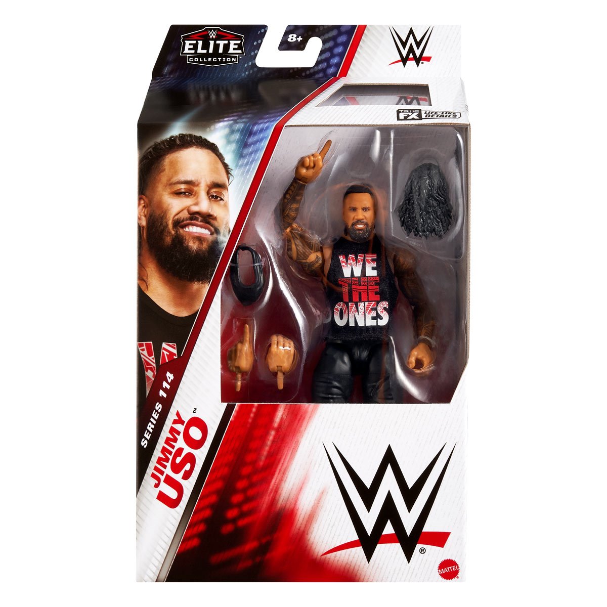WWE Elite Collection - Action Figure Jimmy Uso Da 15 Cm - Super Snodata Con Mani Intercambiabili E Accessori D'ingresso - Per Bambini 8+ Anni