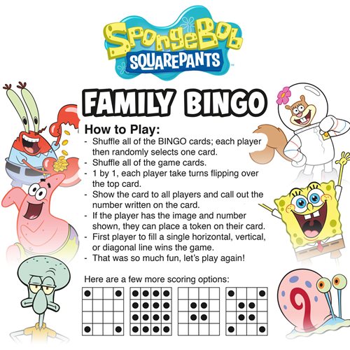 SpongeBob SquarePants Family Bingo Game