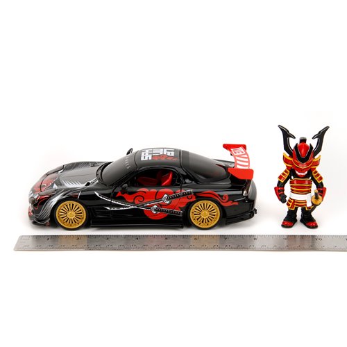 Hollywood Rides Lab Monkeys 1993 Mazda RX7 1:24 Scale Die-Cast Metal Vehicle with Saru Figure