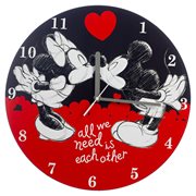 Mickey & Minnie Mouse All We Need Is Each Other Wood Wall Clock