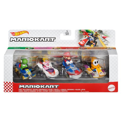 Mario Kart Hot Wheels 2025 Mix 1 Vehicle 4-Pack Case of 3