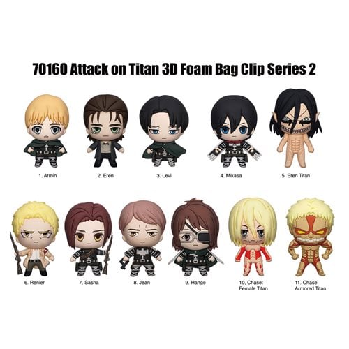 Attack on Titan Series 2 3D Foam Bag Clip Display Case of 24