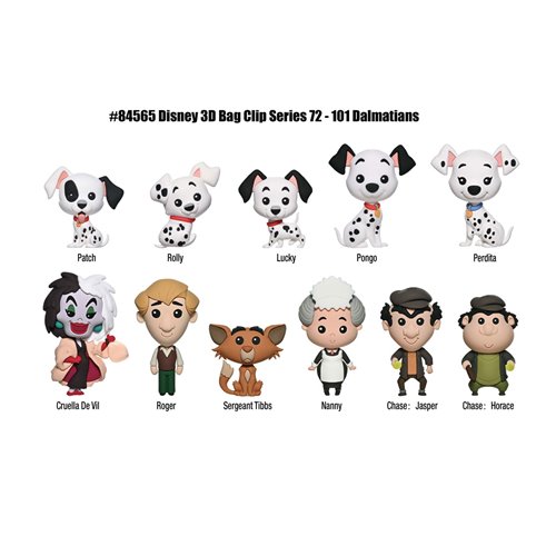 101 Dalmatians Series 72 3D Foam Bag Clip Random 6-Pack
