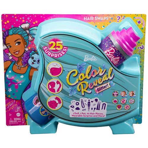 Barbie Color Reveal Glitter! Purple Hair Swaps Doll