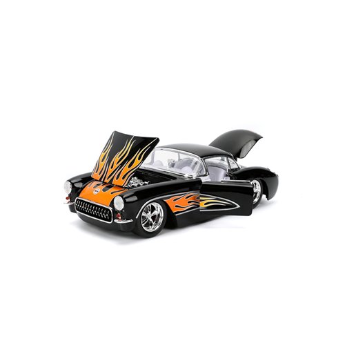 Bigtime Muscle 1957 Black Chevrolet Corvette 1:24 Scale Die-Cast Metal Vehicle