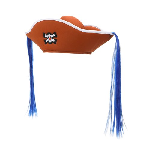 One Piece Skull Badge and Faux Hair Pirate Hat