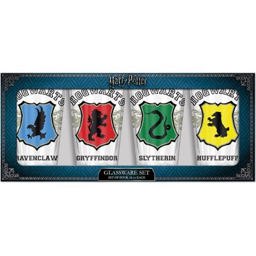 Harry Potter Hogwarts Varsity Crests 16 oz. Pint Glass Set of 4