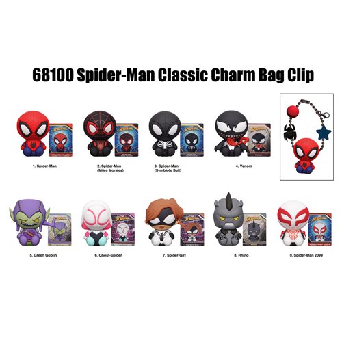 Spider-Man 3D Foam Charm Bag Clip Random 6-Pack