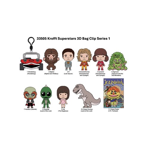 Krofft Superstars 3D Foam Bag Clip Random 6-Pack