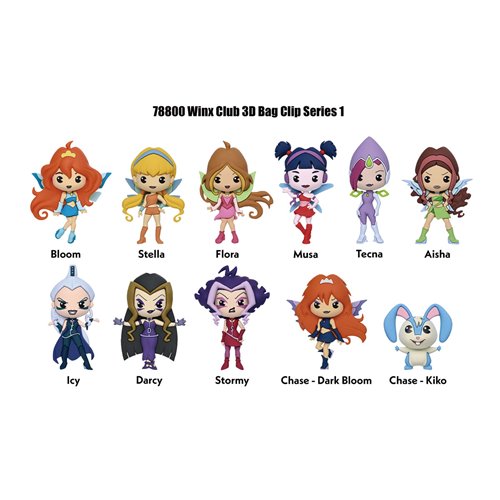Winx Club 3D Foam Bag Clip Display Case of 24