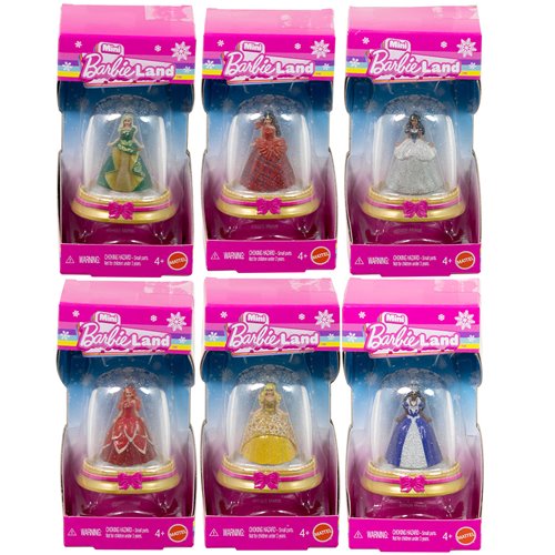 Mini BarbieLand Holiday Doll and Snow Globe Playset Case of 6