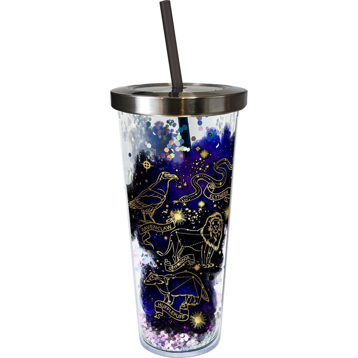 Harry Potter Constellations Glitter Acrylic Cup With Straw