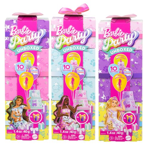 Barbie Party Unboxed Pet Birthday Series Doll Set Case of 3
