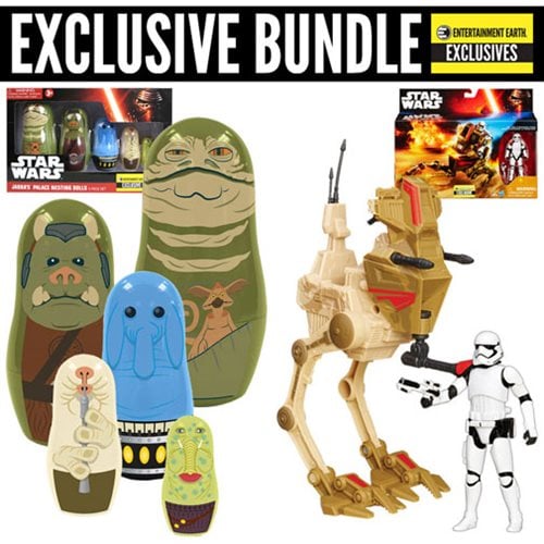 Awesome 2016 Star Wars Gift Bundle featuring  Jabba's Palace Nesting Dolls and Desert Assault Walker Vehicle
