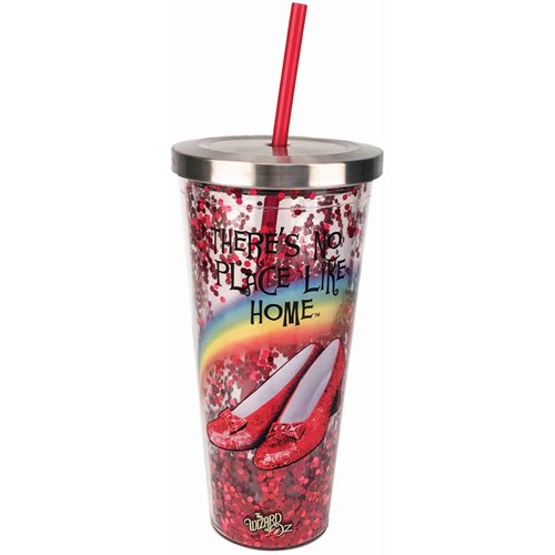 The Wizard of Oz Ruby Slippers Glitter 20 oz. Acrylic Cup with Straw