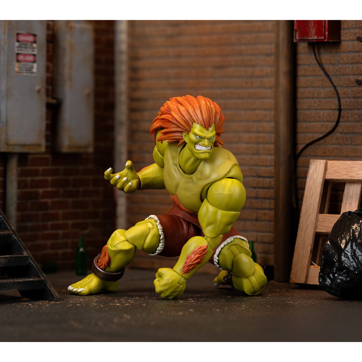 Jada Toys Action Figure Blanka Street Fighter II, Scala 1:12, Articolata, Con Teste E Mani Intercambiabili, Accessorio Tuono Elettrico, Altezza 17,8 Cm