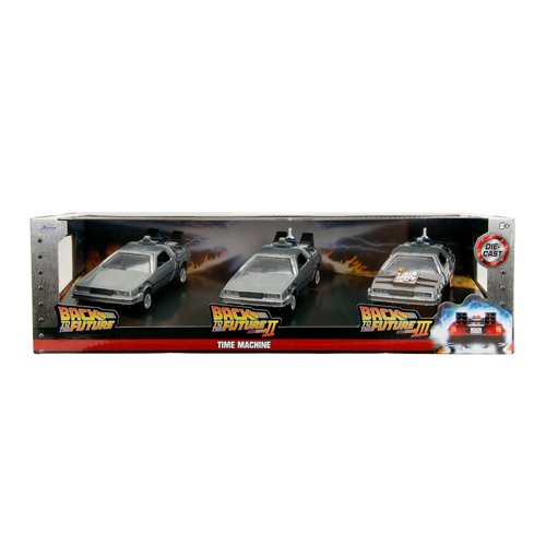 Hollywood Rides Back to the Future Time Machine 1:32 Die-Cast Metal Vehicle 3-Pack