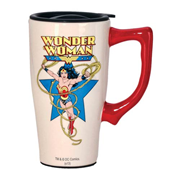 Wonder Woman White 18 oz. Ceramic Travel Mug with Handle
