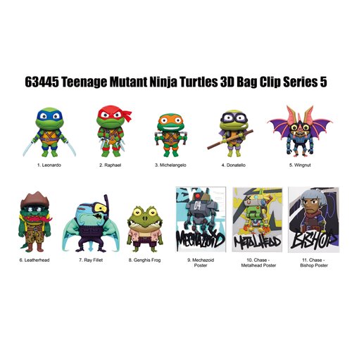 Teenage Mutant Ninja Turtles Classic Series 5 3D Foam Bag Clip Display Case of 24