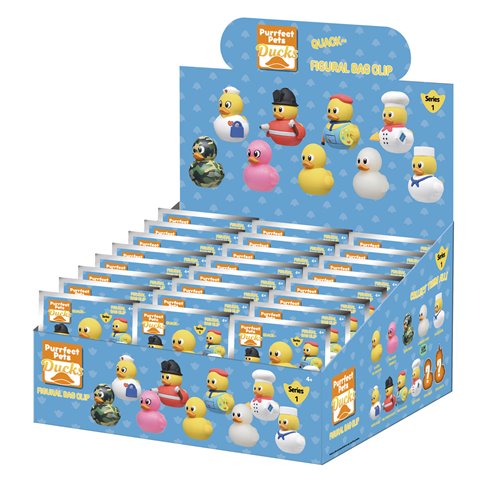 Yellow Ducks 3D Foam Bag Clip Display Case of 24
