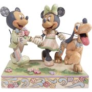 Disney Traditions Mickey Mouse and Minnie Mouse White Woodland Springtime Stroll by Jim Shore Statue