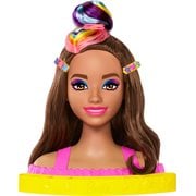 Barbie Totally Hair Neon Rainbow Deluxe Styling Head with Brunette Hair