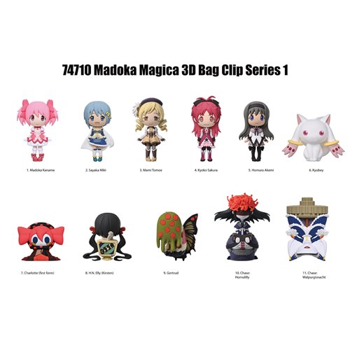 Puella Magi Madoka Magica 3D Foam Bag Clip Random 6-Pack