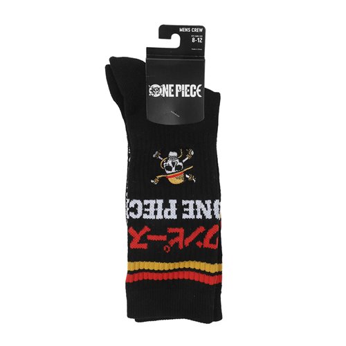 One Piece Kanji Logo Striped Crew Socks