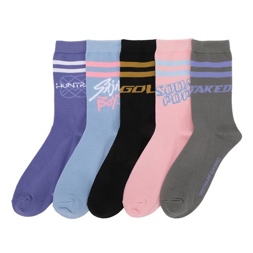 KPop Demon Hunters Song Logos Crew Sock 5-Pack