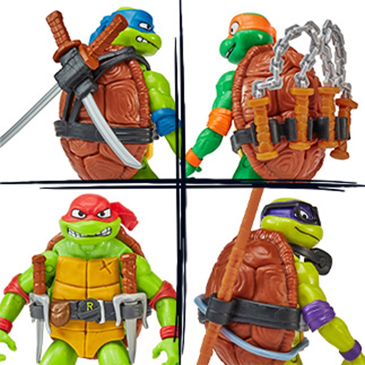 Teenage Mutant Ninja Turtles Mutant Mayhem Movie Turtle Basic Figure Bundle, 83341