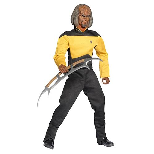 STAR TREK WORF POSABLE BENDABLE BENDYFIG FIGURE FIGURINE WITH STAND 