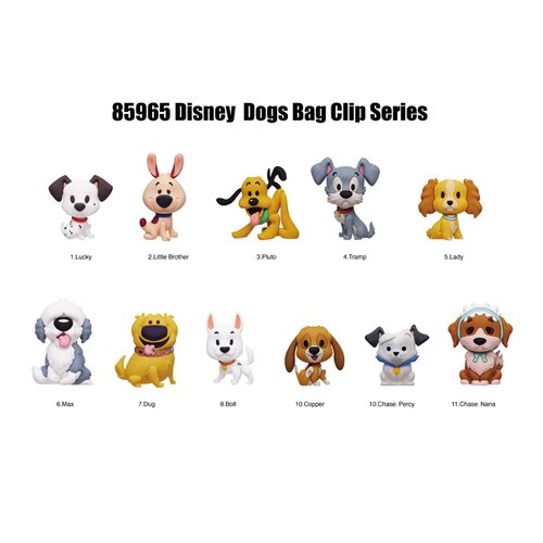 Disney Dogs 3D Foam Bag Clip Random 6-Pack