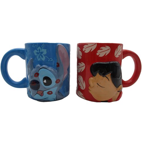 Lilo and Stitch Kiss 3D 20 oz. Ceramic Mug Set of 2