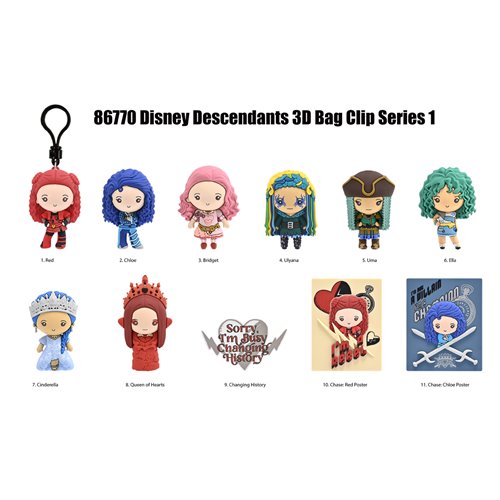 Descendants: Wicked Wonderland 3D Foam Bag Clip Random 6-Pack
