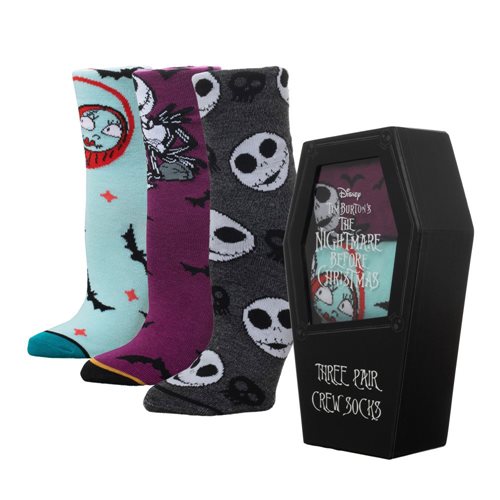 Nightmare Before Christmas Crew Sock 3-Pack Coffin Box Set