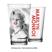 Marilyn Monroe Pink Lips and Green Necklace Pint Glass